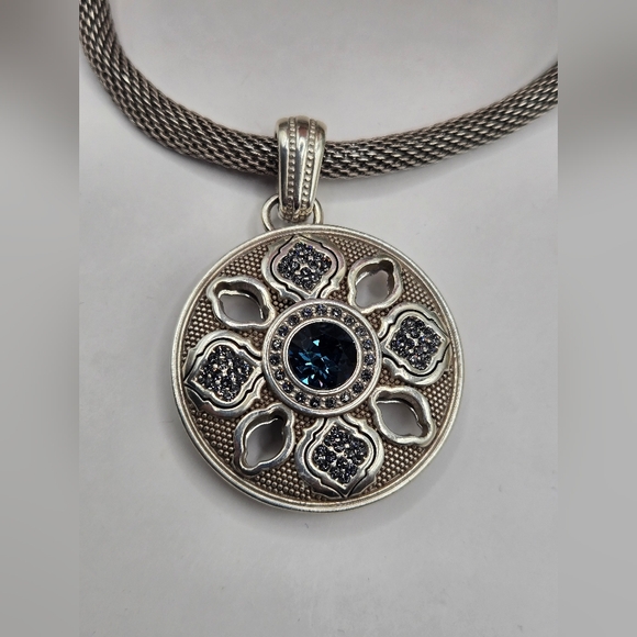 Brighton "Aragon" Sapphire Blue Swarovski Crystal Reversible Pendant Necklace - Picture 2 of 7